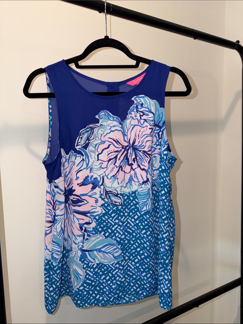 Lilly Pulitzer Blue & Light Pink Sleeveless Top